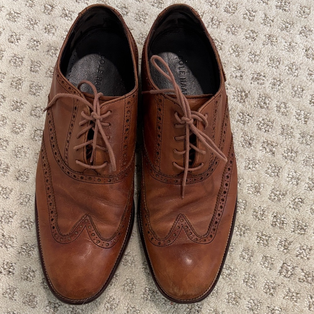 Cole Haan Tan Leather Wingtip Oxfords
